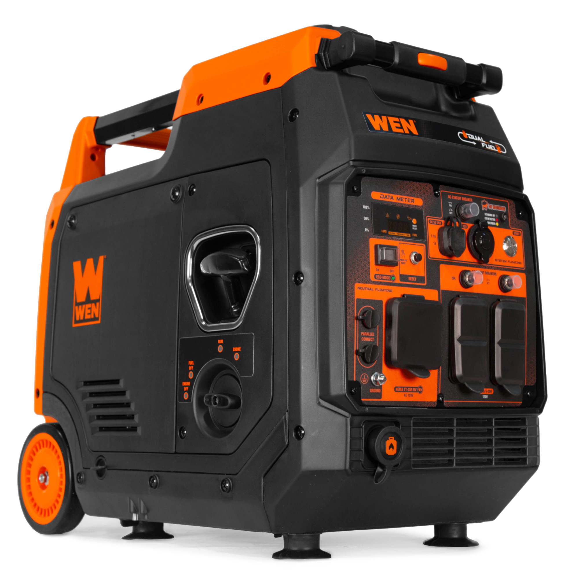 WEN DF480iX Dual Fuel Inverter Generator — 4800W, Electric Start, CO Watchdog, Fuel Shutoff, Model# DF480iX